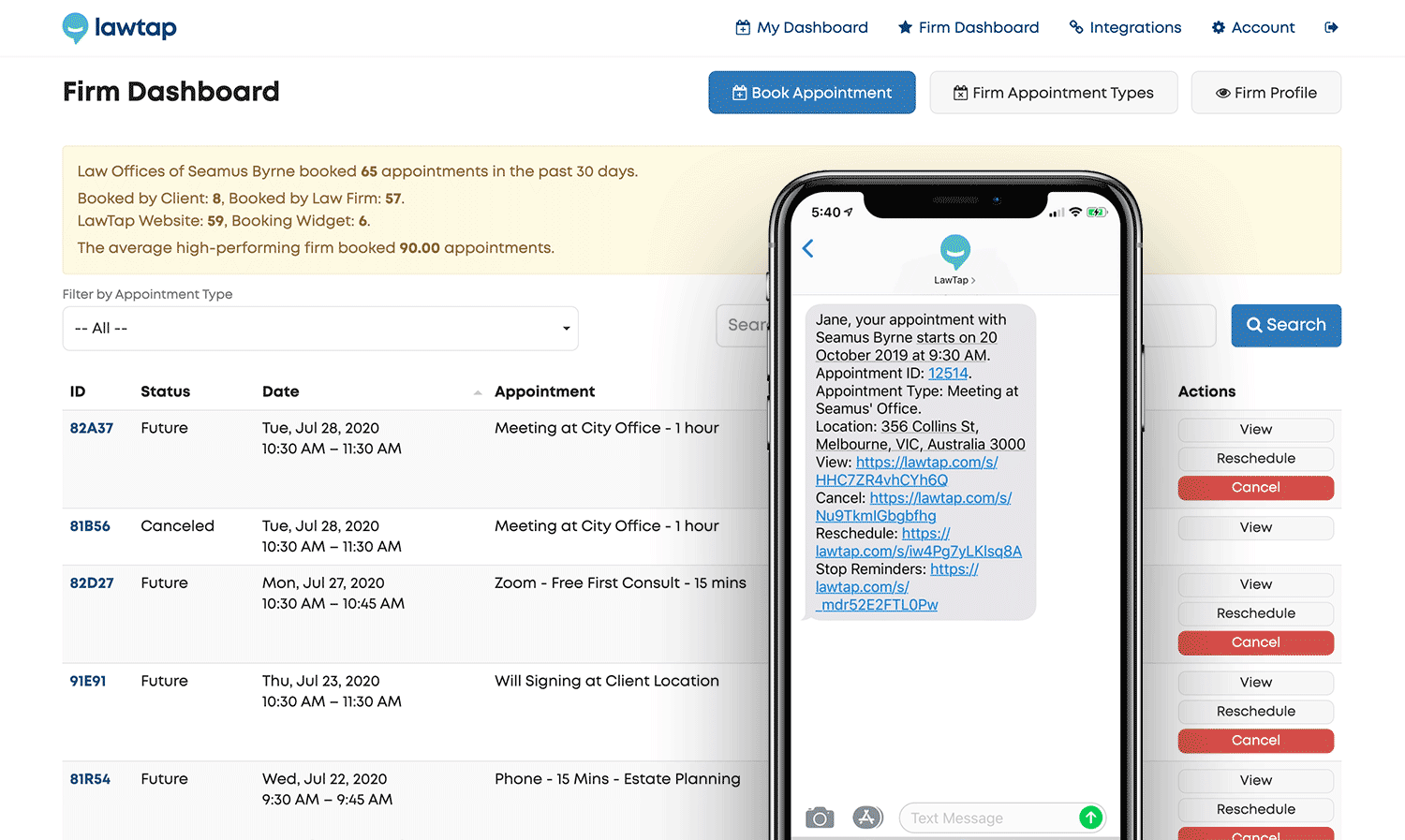 LawTap Screenshot - Firm Dashboard